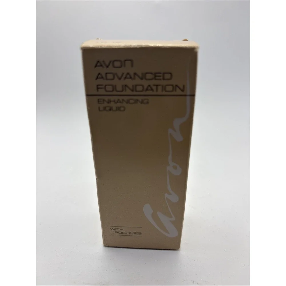 Vtg Avon Advanced Foundation Enhancing Liquid Almond Beige NOS 1 Fl Oz In Box